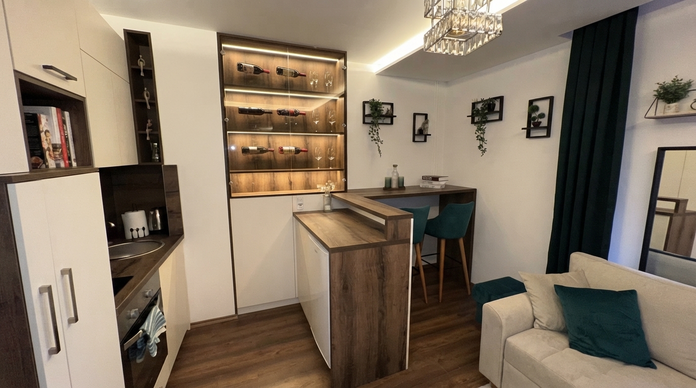 Topli enterijer planinskog utočišta